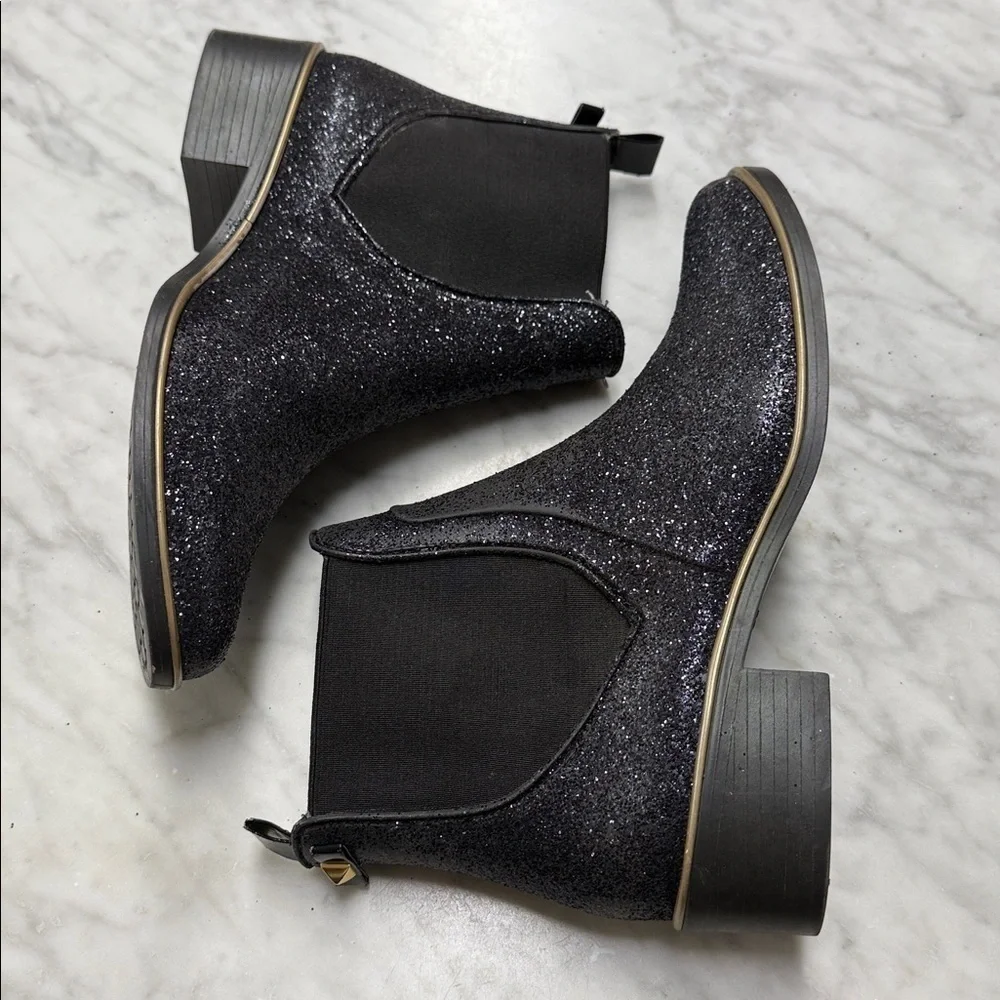 Kate Spade Navy Glitter Sedgewick Slip on Chelsea Rain Boot Size US10/11